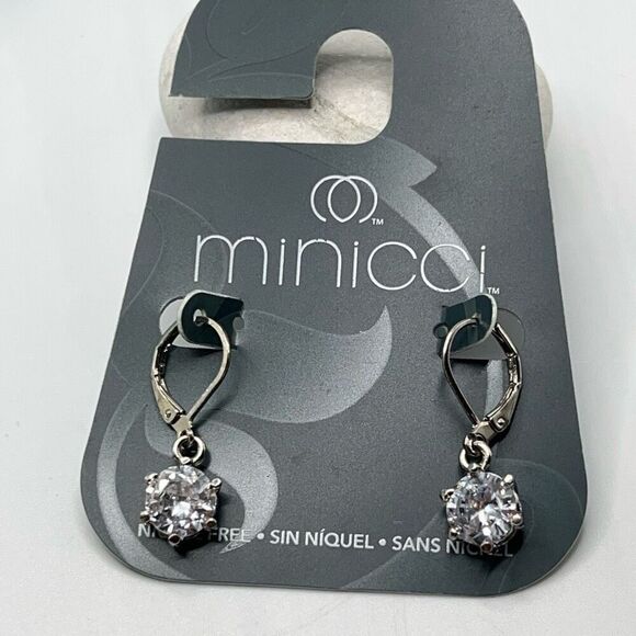 Minicci Silver Crystal Solitaire Dangle  Earrings $16ea or bundle 3 for $25 - Picture 5 of 5